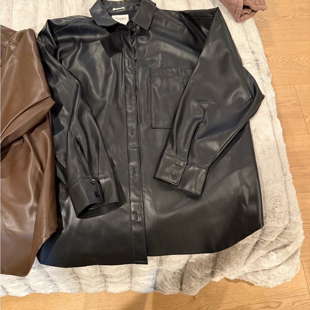 Abercrombie & Fitch Black Faux Leather Shirt